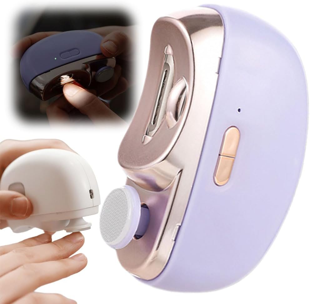Electric Nail Clipper, 2 in 1 Electric Polishing Automatic Nail Clippers Electric Nail Trimmer with 2 Adjustable Speeds, Nail Trimmer for Seniors, Kids, Adults (Purple)