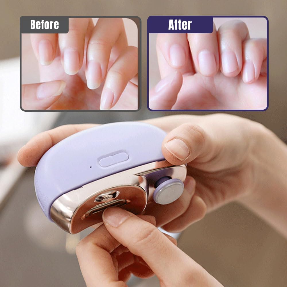 Electric Nail Clipper, 2 in 1 Electric Polishing Automatic Nail Clippers Electric Nail Trimmer with 2 Adjustable Speeds, Nail Trimmer for Seniors, Kids, Adults (Purple)