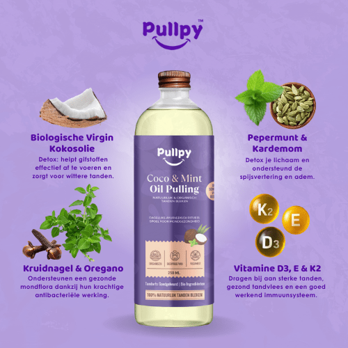 DUO COMBO Mondspoeling Oil Pulling Coco & Mint met 8 Oliën + Vitamines D3, E & K2 | Zeg vaarwel tegen tandplak, slechte adem & gevoelig tandvlees